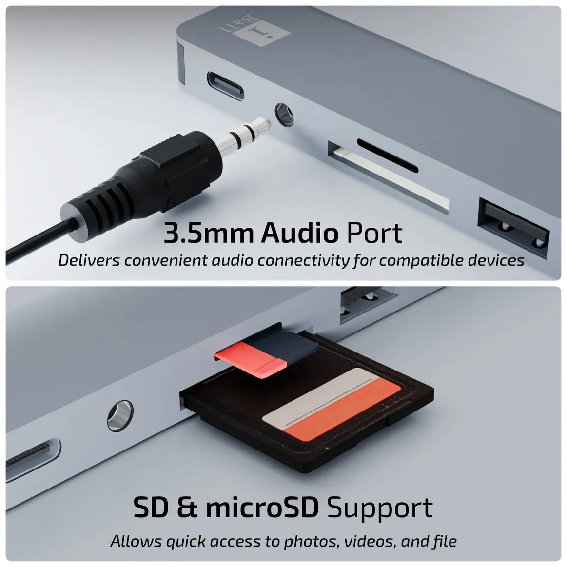 Iball Type-C+USB to USB Hub 8 in 1 (Aux | USB 3.0 | Type-C | SD Card) view 4